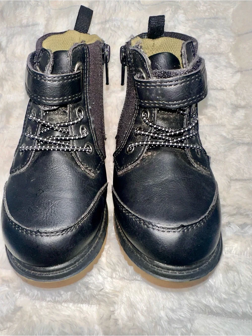 Little Kids Black Combat Boots Lace-Up & Strap Boots Side Zipper sz 6 NWOT Cute!